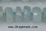 CRB1314 15.5 inches 7*14mm faceted rondelle aquamarine beads