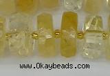 CRB1325 15.5 inches 8*18mm faceted rondelle citrine beads