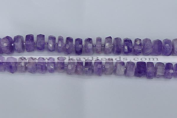 CRB1333 15.5 inches 7*14mm faceted rondelle lavender amethyst beads