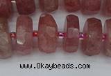 CRB1344 15.5 inches 8*16mm faceted rondelle strawberry quartz beads