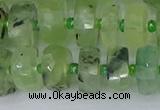 CRB1352 15.5 inches 6*12mm faceted rondelle green rutilated quartz beads