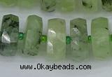 CRB1354 15.5 inches 8*16mm faceted rondelle green rutilated quartz beads