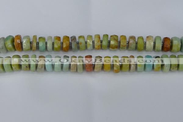 CRB1362 15.5 inches 6*12mm faceted rondelle Chinese amazonite beads