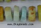 CRB1365 15.5 inches 8*18mm faceted rondelle Chinese amazonite beads