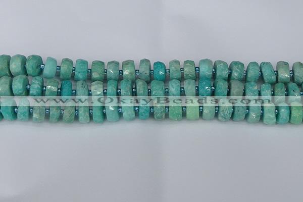 CRB1371 15.5 inches 6*10mm faceted rondelle amazonite beads