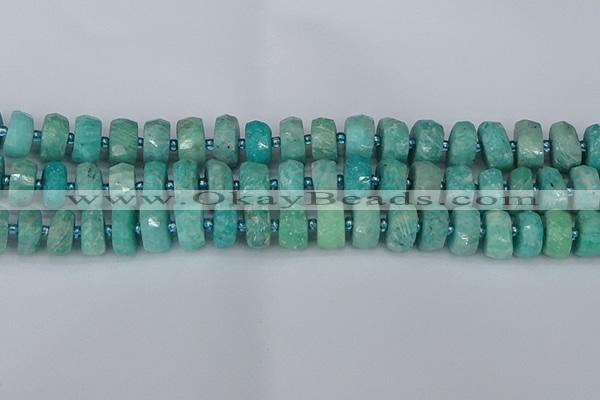 CRB1372 15.5 inches 6*12mm faceted rondelle amazonite beads