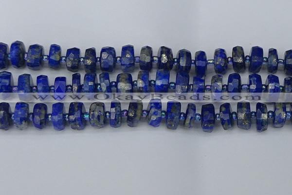 CRB1395 15.5 inches 8*18mm faceted rondelle lapis lazuli beads