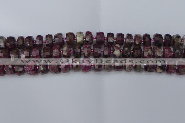 CRB1402 15.5 inches 6*12mm faceted rondelle tourmaline beads