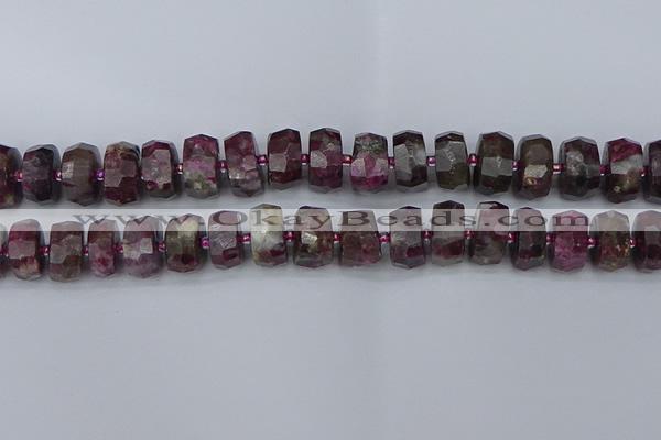 CRB1404 15.5 inches 8*16mm faceted rondelle tourmaline beads