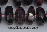 CRB1415 15.5 inches 8*18mm faceted rondelle red garnet beads