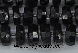 CRB1421 15.5 inches 6*10mm faceted rondelle black tourmaline beads