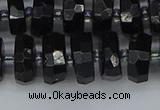 CRB1422 15.5 inches 6*12mm faceted rondelle black tourmaline beads