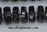 CRB1424 15.5 inches 8*16mm faceted rondelle black tourmaline beads