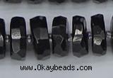 CRB1425 15.5 inches 8*18mm faceted rondelle black tourmaline beads