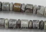 CRB143 15.5 inches 6*12mm & 10*12mm rondelle silver needle agate beads