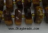 CRB1432 15.5 inches 6*12mm faceted rondelle yellow tiger eye beads