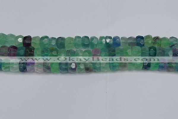 CRB1465 15.5 inches 6*10mm faceted rondelle fluorite beads