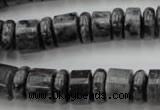 CRB147 15.5 inches 6*12mm & 10*12mm rondelle black labradorite beads