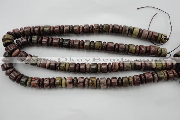 CRB176 15.5 inches 4*12mm – 8*12mm rondelle red artistic jasper beads