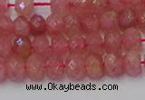 CRB1800 15.5 inches 4*6mm faceted rondelle strawberry quartz beads