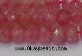 CRB1801 15.5 inches 5*8mm faceted rondelle strawberry quartz beads