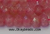 CRB1802 15.5 inches 6*10mm faceted rondelle strawberry quartz beads