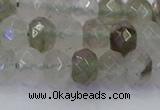 CRB1813 15.5 inches 5*8mm faceted rondelle green rutilated quartz beads