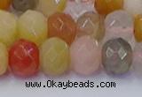 CRB1822 15.5 inches 6*10mm faceted rondelle mixed rutilated quartz beads