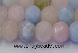 CRB1830 15.5 inches 6*10mm faceted rondelle morganite beads