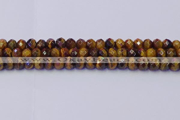 CRB1842 15.5 inches 6*10mm faceted rondelle yellow tiger eye beads