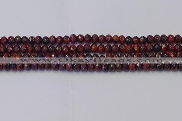 CRB1846 15.5 inches 6*10mm faceted rondelle red tiger eye beads