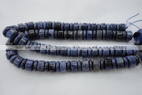 CRB187 15.5 inches 6*16mm – 10*16mm rondelle blue dumortierite beads