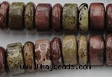 CRB191 15.5 inches 6*16mm – 10*16mm rondelle red artistic jasper beads