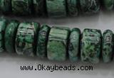 CRB192 15.5 inches 6*16mm – 10*16mm rondelle green picture jasper beads