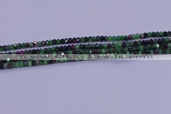 CRB1924 15.5 inches 2*3mm faceted rondelle ruby zoisite beads