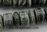 CRB195 6*18mm – 13*18mm rondelle green silver line jasper beads