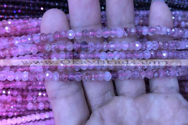 CRB1955 15.5 inches 3.5*5mm faceted rondelle strawberry quartz beads