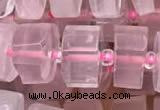 CRB2005 15.5 inches 7mm - 8mm faceted tyre rose quartz beads