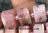 CRB2077 15.5 inches 11mm - 12mm faceted tyre pink opal beads