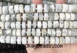 CRB2081 15.5 inches 9mm - 10mm faceted tyre grey moonstone beads