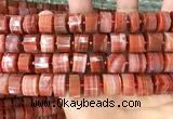 CRB2109 15.5 inches 13mm - 14mm faceted tyre south red agate beads