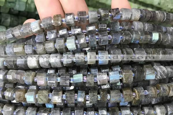 CRB2131 15.5 inches 9mm - 10mm faceted tyre labradorite gemstone beads