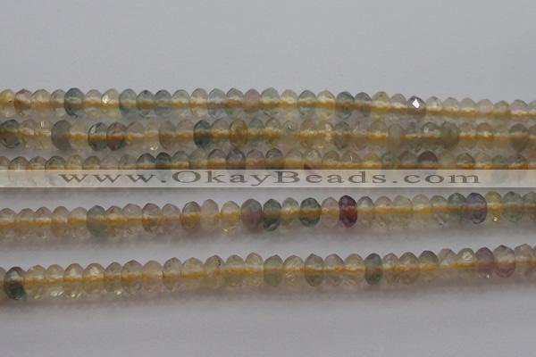 CRB214 15.5 inches 3*4mm faceted rondelle yellow fluorite beads