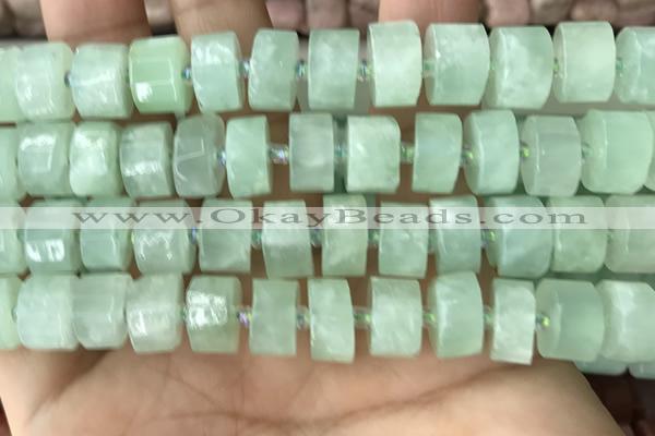 CRB2168 15.5 inches 13mm - 14mm faceted tyre light prehnite beads