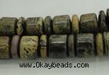 CRB250 15.5 inches 5*12mm - 10*12mm rondelle yellow artistic jasper beads