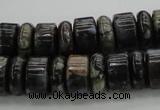 CRB253 15.5 inches 5*14mm - 10*14mm rondelle grey opal gemstone beads