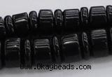 CRB254 15.5 inches 5*14mm - 10*14mm rondelle black agate beads