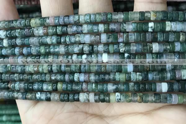 CRB2559 15.5 inches 2*4mm heishi moss agate beads wholesale