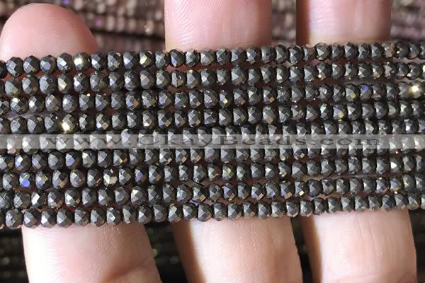 CRB2649 15.5 inches 2*3mm faceted rondelle pyrite beads wholesale