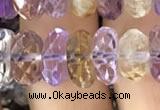 CRB3021 15.5 inches 6*11mm faceted rondelle ametrine beads